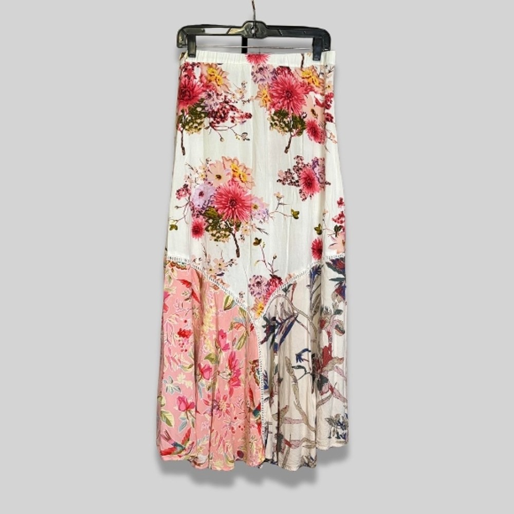Chelsea & Theodore Boho Maxi Skirt Patchwork Elastic Waist Floral Multicolor W L