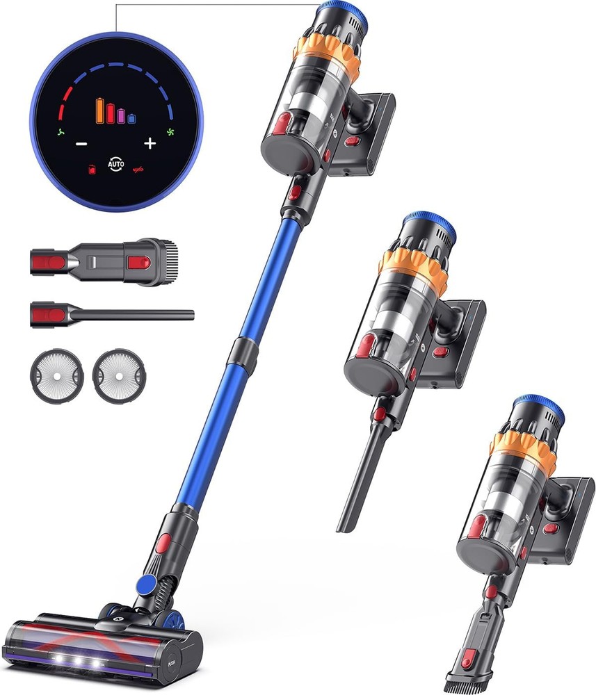 NADALY Cordless Vacuum Cleaner, 550W/45Kpa Stick with Touch Blue