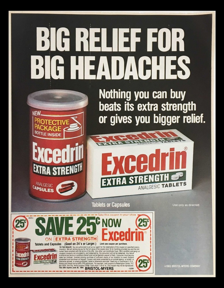 1984 Excedrin Extra Strength Analgesic Capsule Circular Coupon Advertisement-image