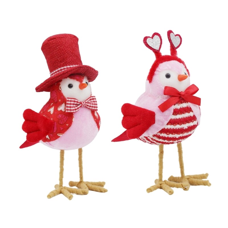 Valentines Day Bird Figurine Romance Cartoon Bird Decors For Home Or Party
