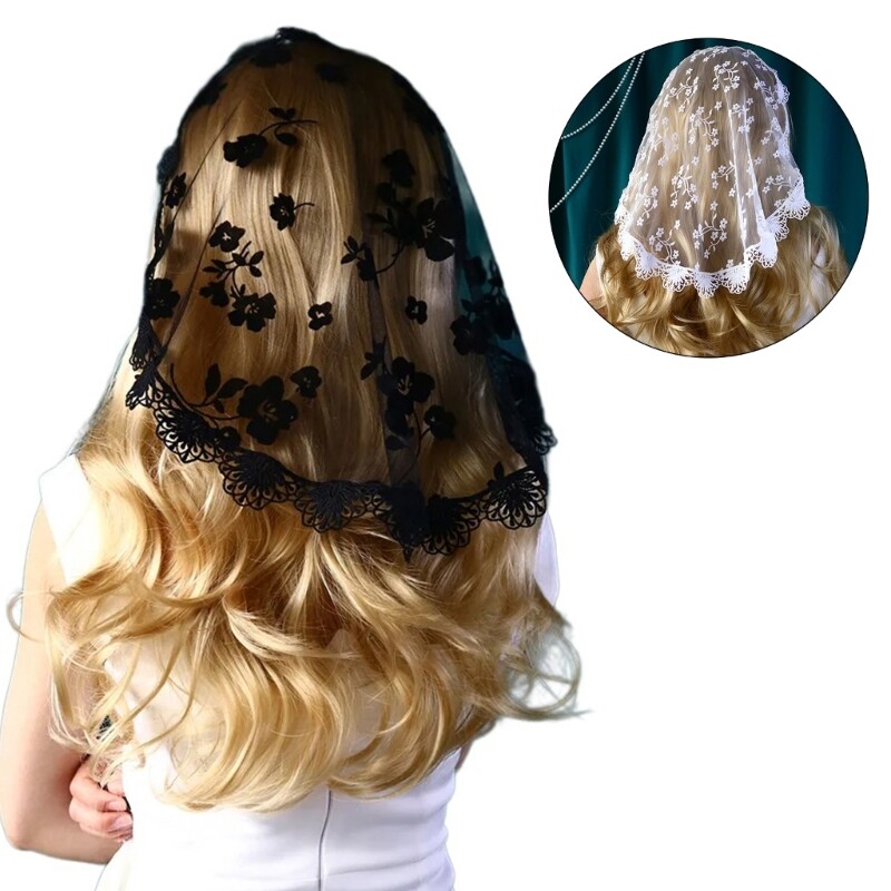 Lace Flower Headscarf for Music Festival Boho Hair Cover Accessory  
