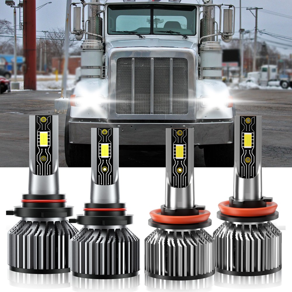 2016-2017 Peterbilt 367 LED Headlight Bulbs 9005 H11 High Low Beam 6500K