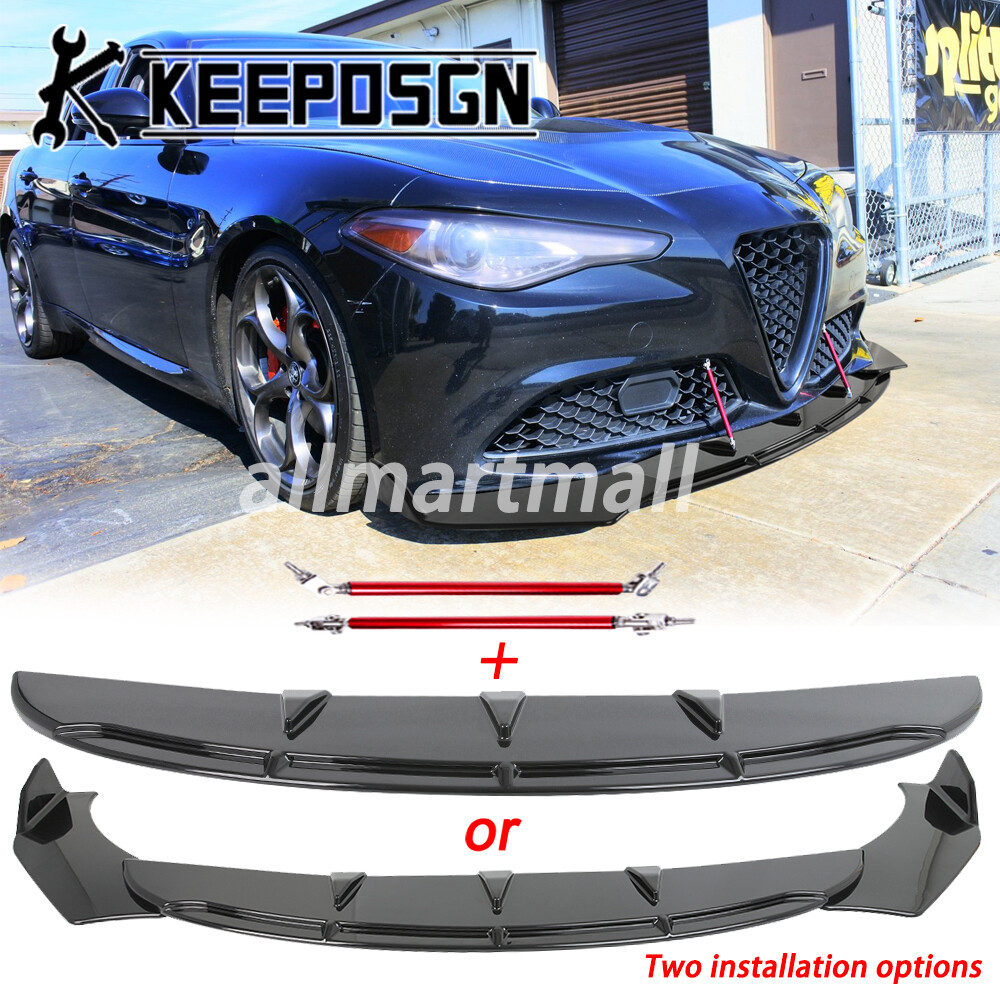 For Alfa Romeo Giulia ti Front Bumper Lower Lip Splitter Spoiler Body Kits Gloss