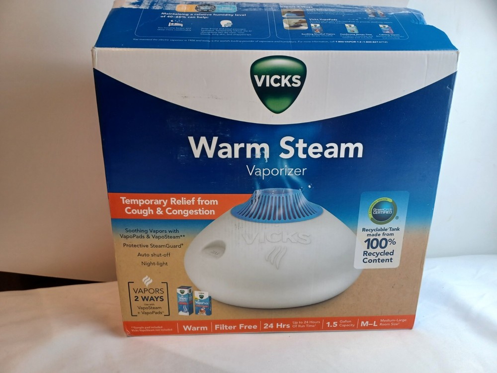 Vicks WarmSteam (V150SGN) 5.6 L Night Light Auto-Shut Off Vaporizer - White