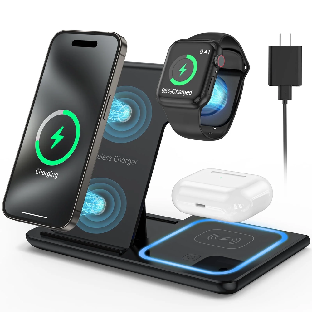 18W Fast Wireless Charger for iPhone, Apple Watch & AirPods with QC3.0 Adapter