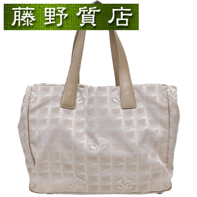 Chanel Vintage Nylon Travel Tote Bag Beige with Silver Hardware Pre-Owned