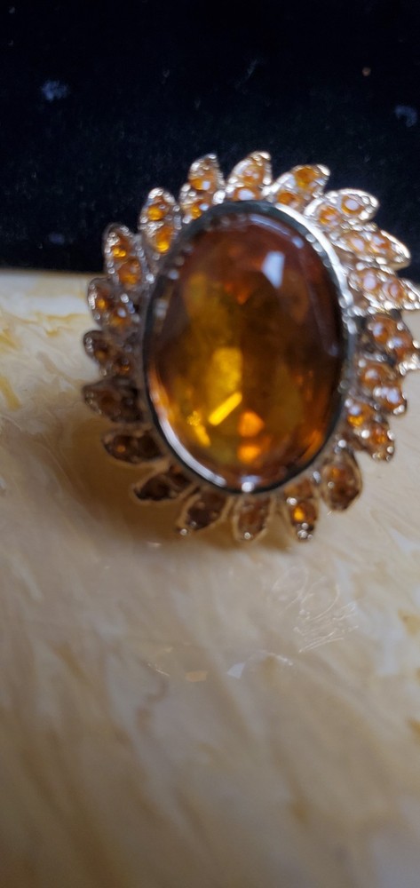 Vintage Orange/Amber Ring W Perfume Inside Size 7
