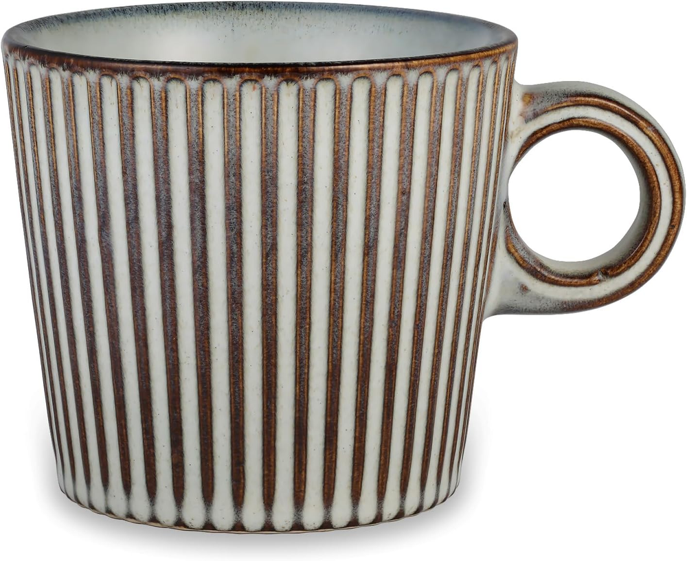 Ceramic Coffee Mug, 10 Oz Tea Cup with round Handle, Striped Novelty Latte Mug f