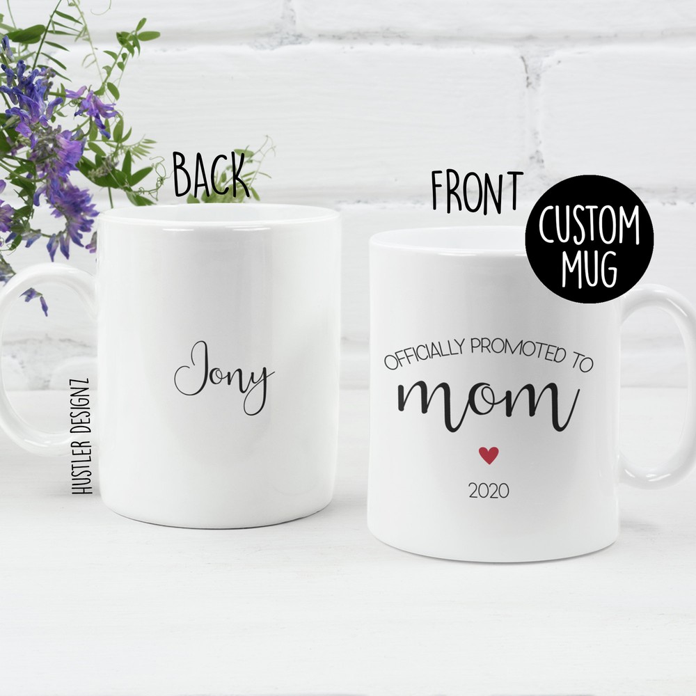 Officially Promoted To Mom Mug Pregnancy Mug New Mom Gift Funny Baby Shower
