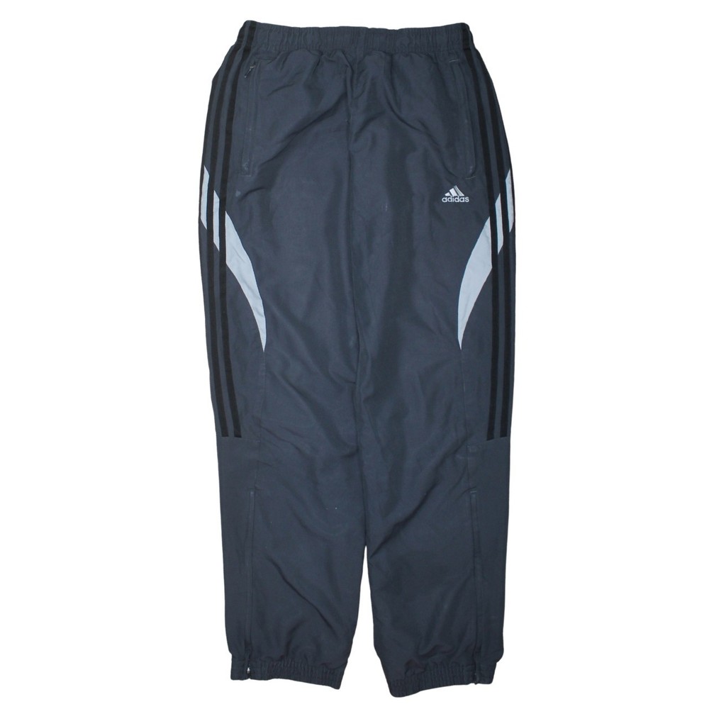 Adidas Mens Track Pants Navy Polyester Mesh Lining Zip Hem Pockets Stripe XL