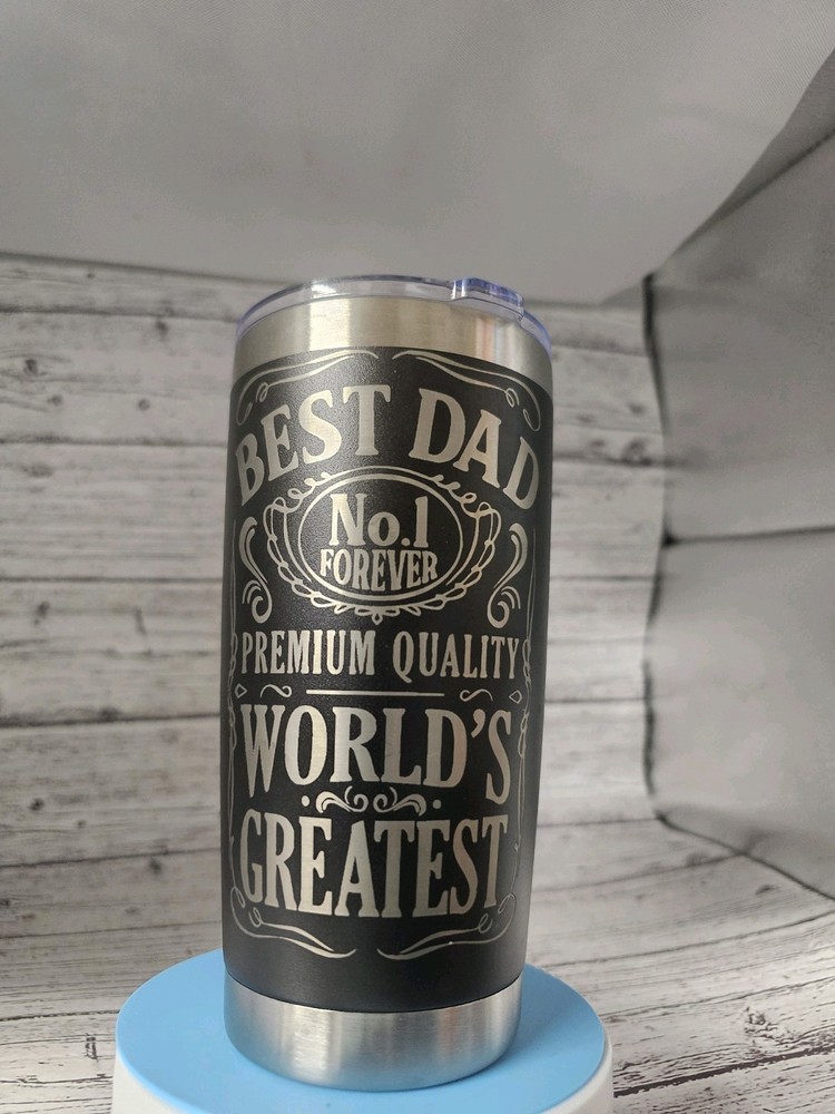 Best Dad Number 1 Tumbler 20 oz Whiskey Label Father's Day Gift Laser Engraved