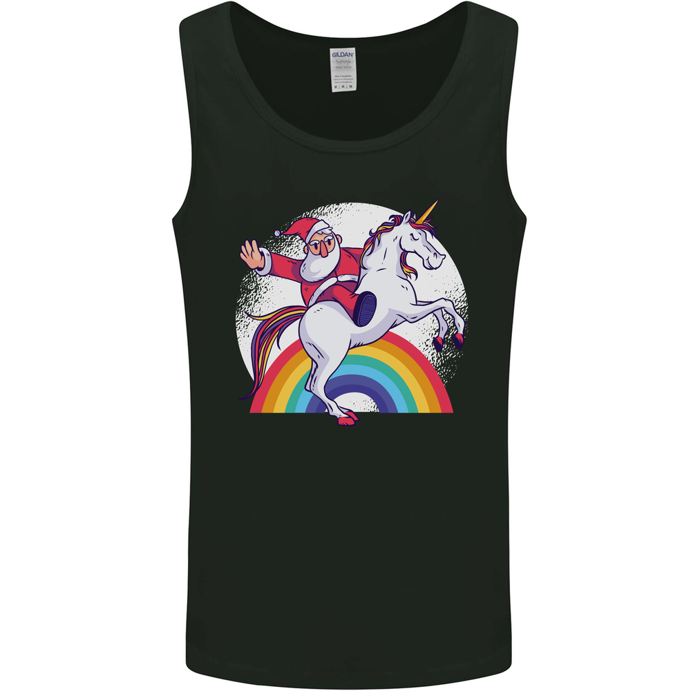 Santa Claus Riding a Unicorn Christmas Xmas Mens Vest Tank Top
