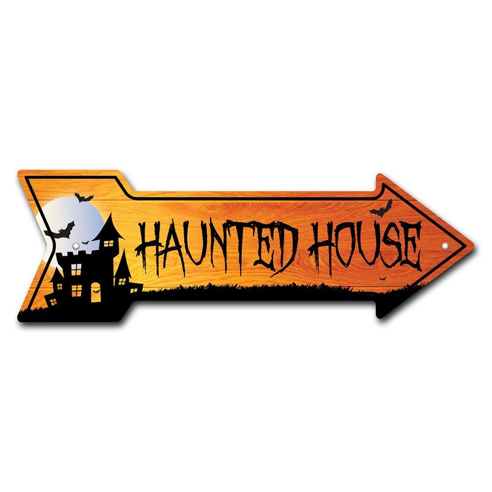 Haunted House Arrow Sign | Indoor/Outdoor | Direction Arrow Sign Funny Home D...