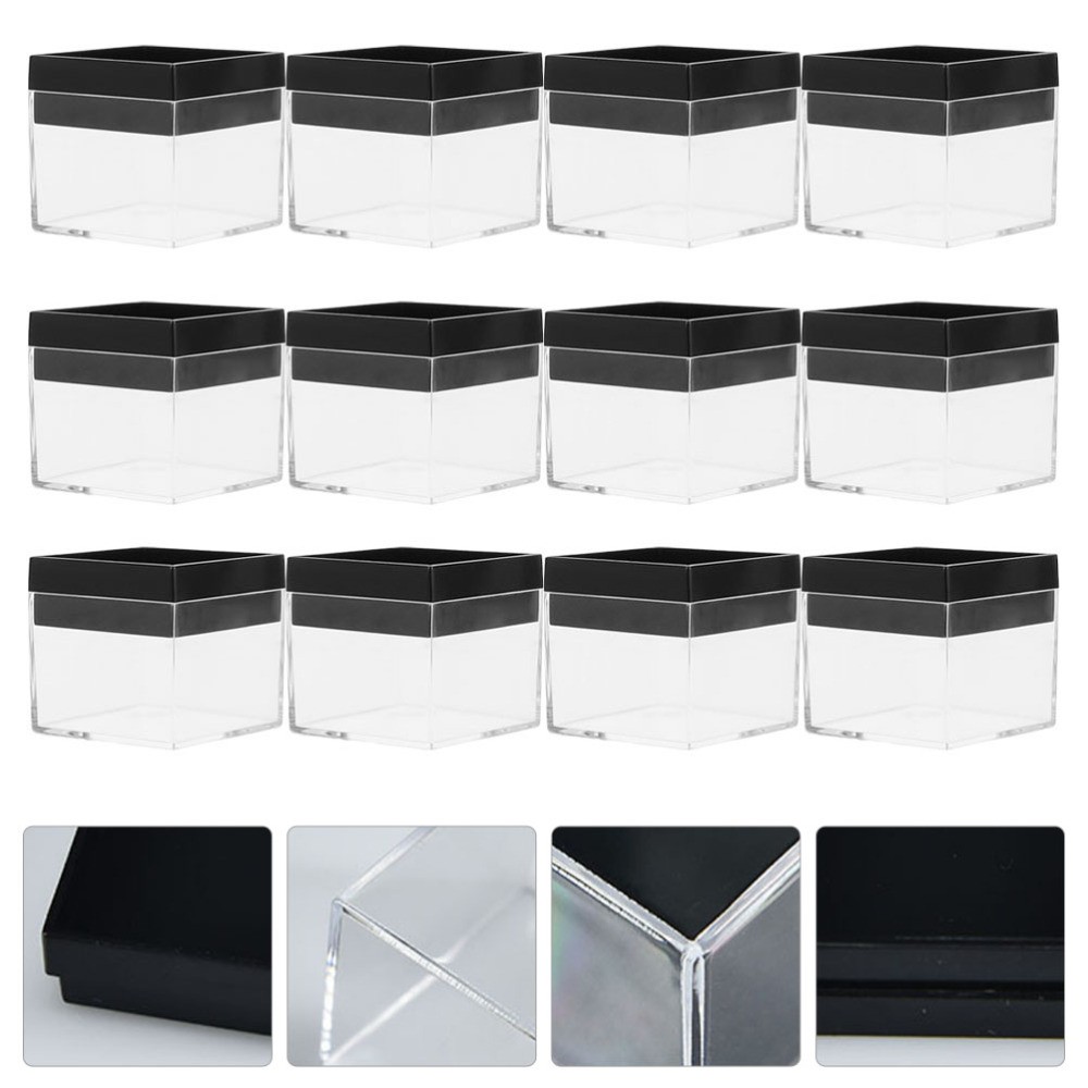 12 Pcs Plastic Box Mineral Specimen Display Cases Clear Storage Boxes with Lids