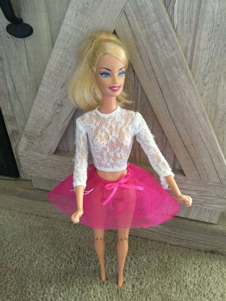 Barbie Doll Skirt Ballet Ballerina Fairy Style Solid Hot Pink Color Ribbon Bow