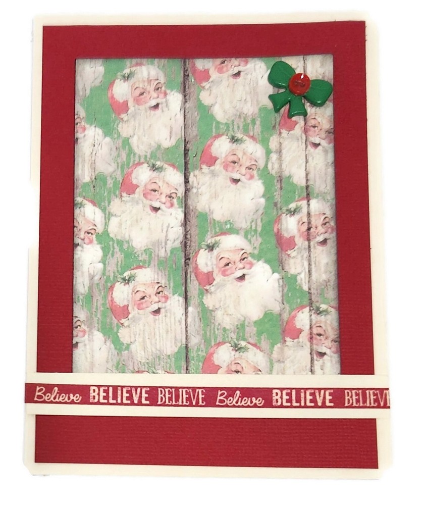 Handmade A2 Christmas Greeting Card BELIEVE With Envelope Holiday Sale-image