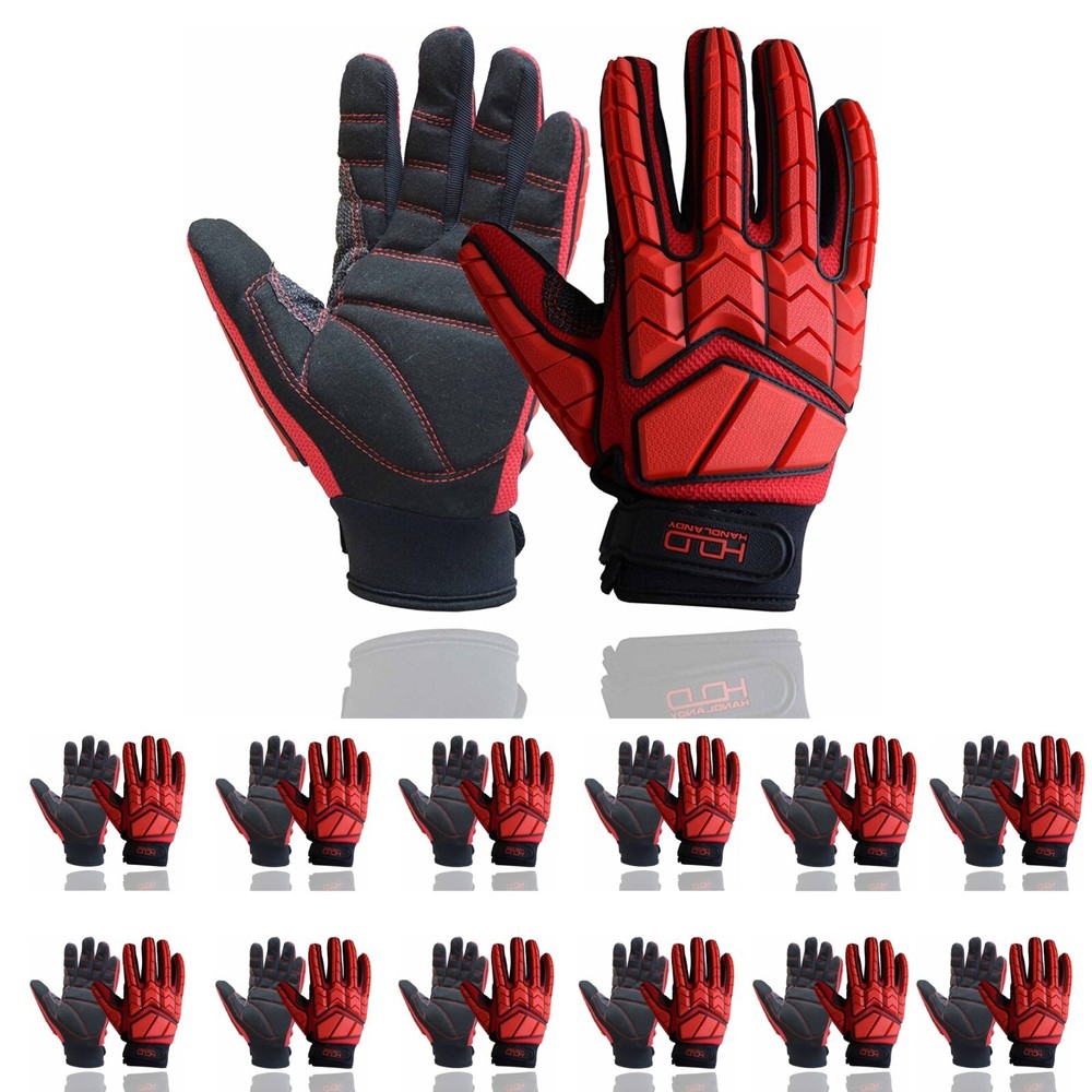 12 Pair HANDLANDY Anti-Vibration Gloves with SBR Padding & TPR Impact Protection