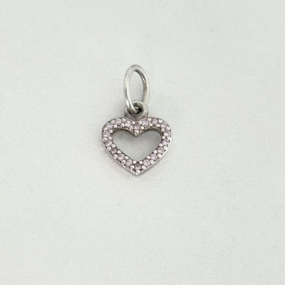 Pandora Sterling Silver Pink CZ Open Heart Valentine Charm