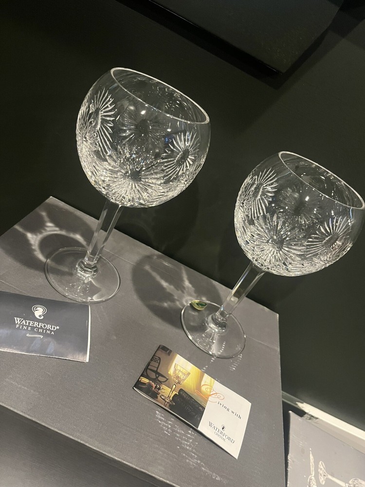 Set 2 8” Waterford Crystal Millennium HEALTH Toasting Balloon Goblets