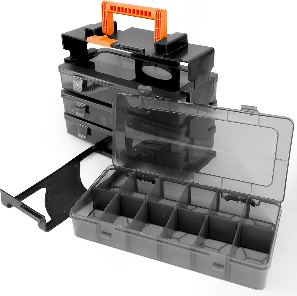 Clear 4x12 Compartment Small Parts Organizer Box for Beads and Tackle
