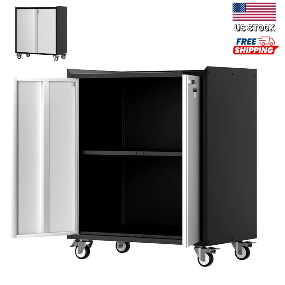 Rolling Tool Chest Storage Cabinet Garage Home Lockable Box Metal Shelves Unit