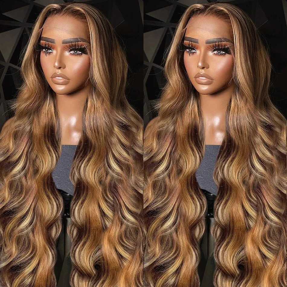 Highlight Blonde Body Wave Lace Front Wig Transparent Remy Human Hair Preplucked