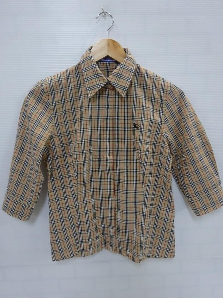 Burberry Shirt 3/4 sleeve Nova Check Blouse Beige Women Size 38/S-M Used