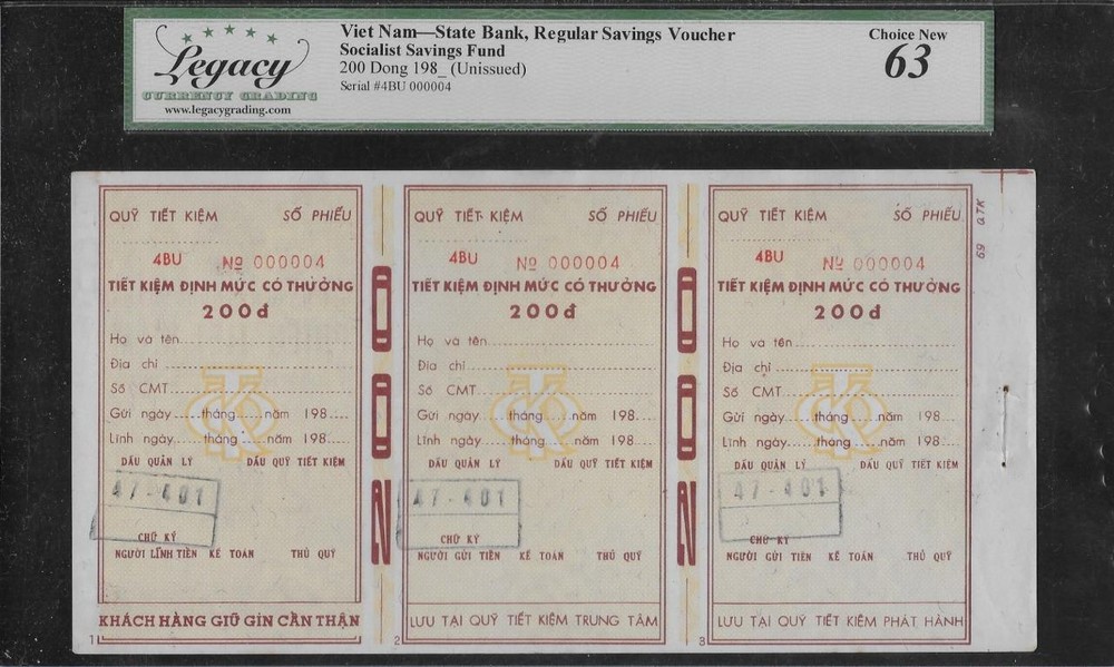 Vietnam State Bank Regular Savings Voucher Socialist Savings Fund LCG 63-image