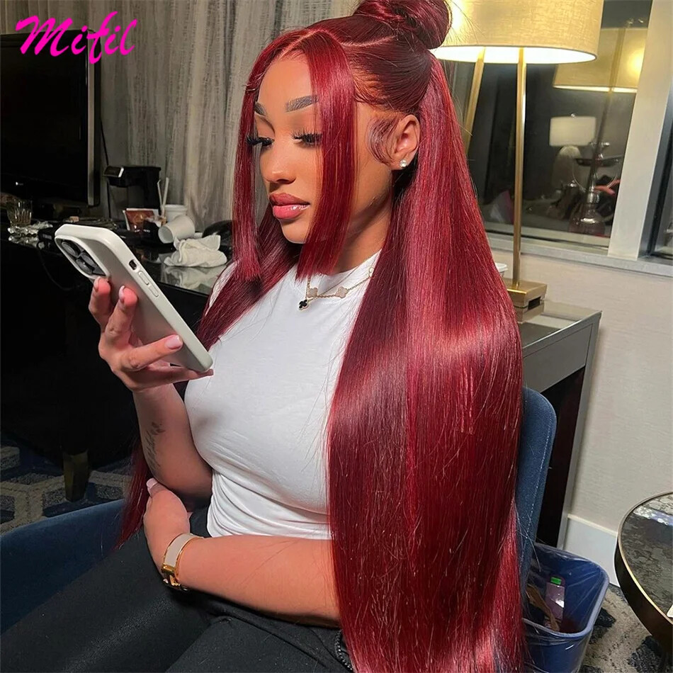 Straight Human Hair Lace Front Wig with Pre Plucked Transparent Lace Closure