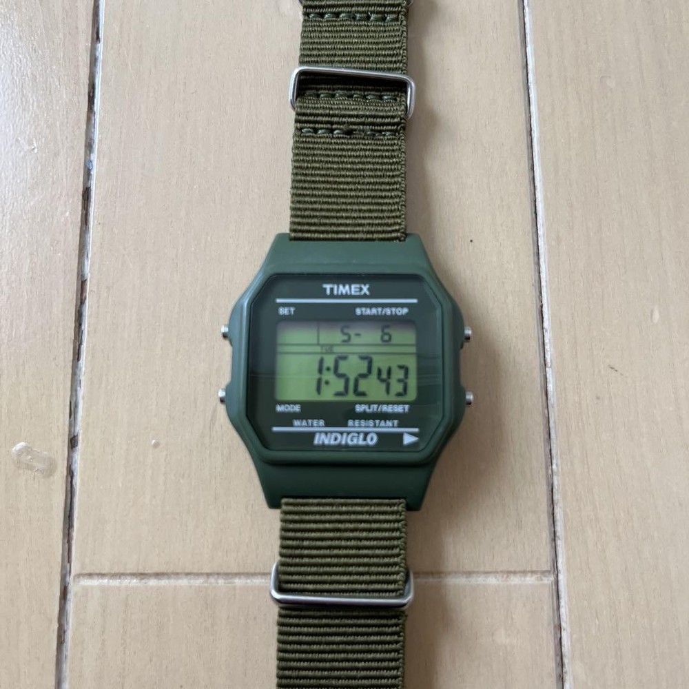 Timex 80 Khaki Green Watch with NATO Strap Battery Replaced Excellent Condition