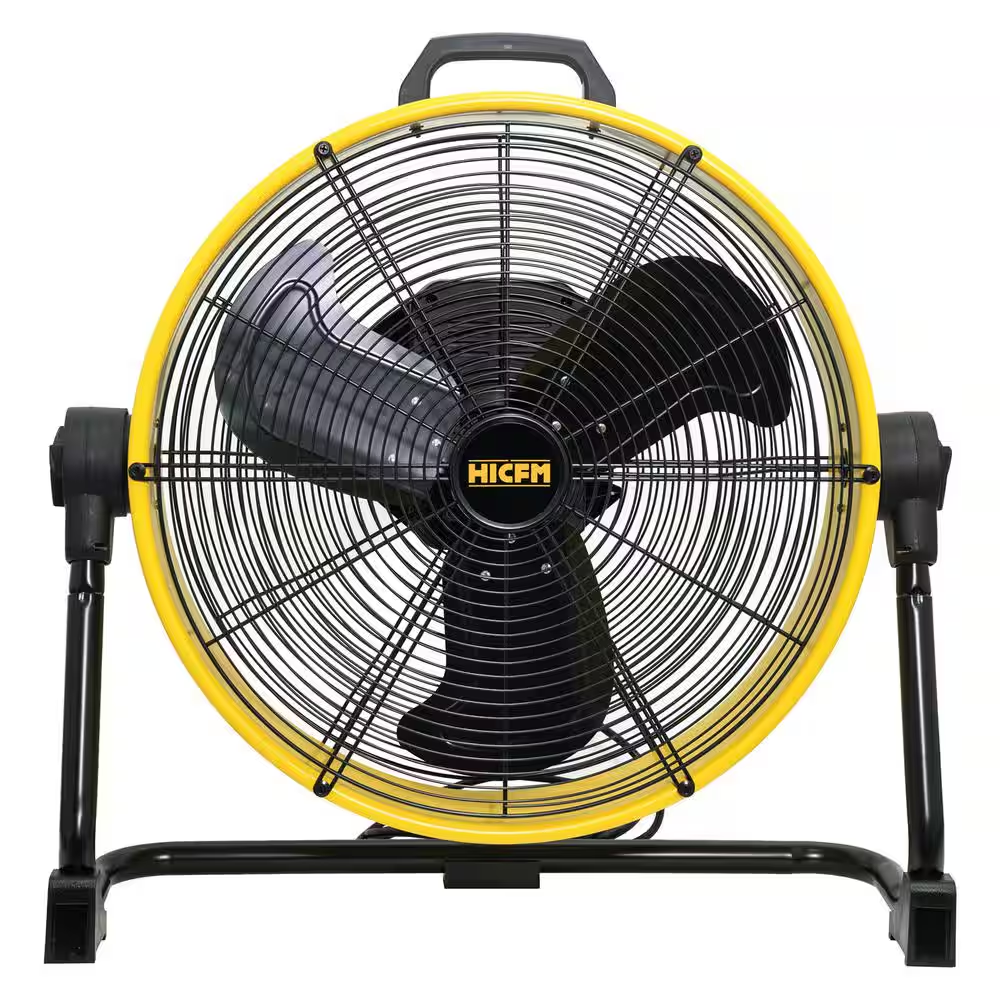 20 In. Direct Drive Drum Fan, 6100 CFM High-Velocity Air Circulator with 180° Pi