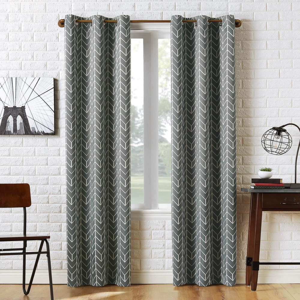 Kenwood Chevron Blackout Grommet Curtain Panel 40x63 Inches Gray