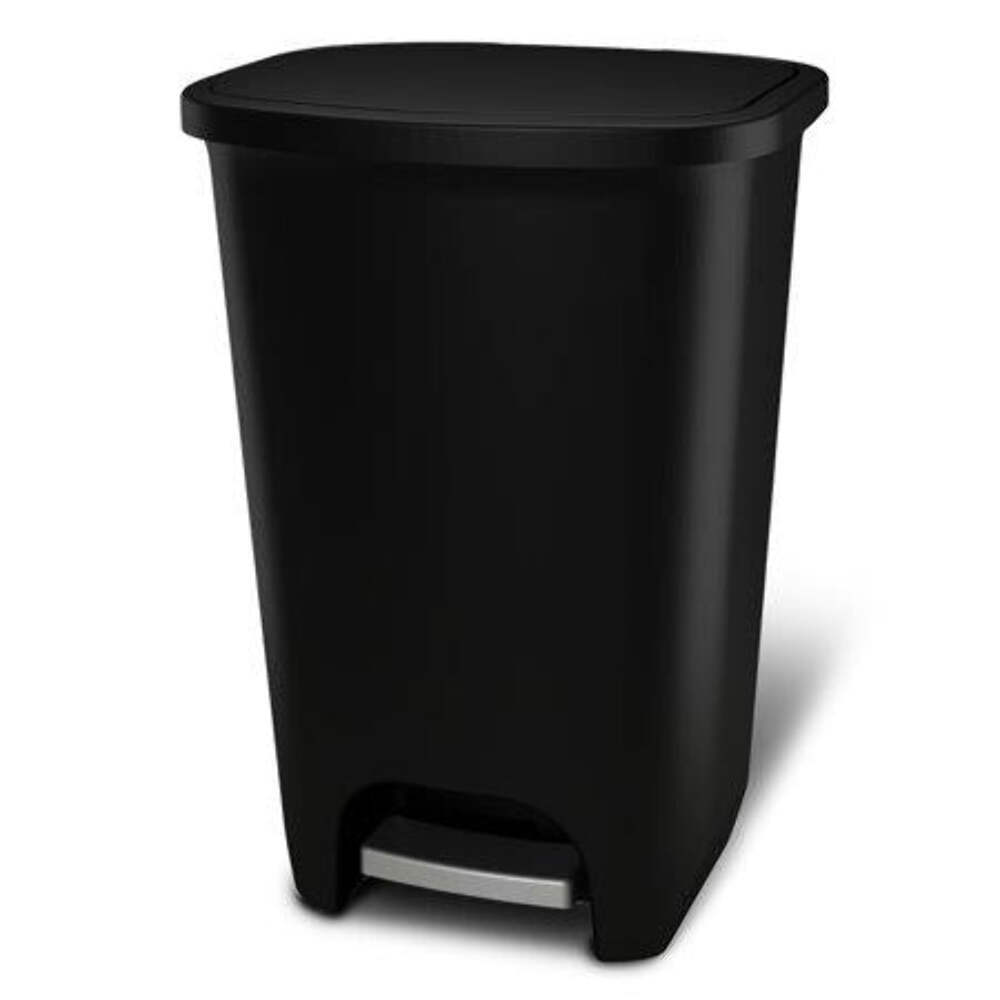 Glad XL Trash Can Plastic Step-on Kitchen Trash Can with Clorox Odor Defense Bla