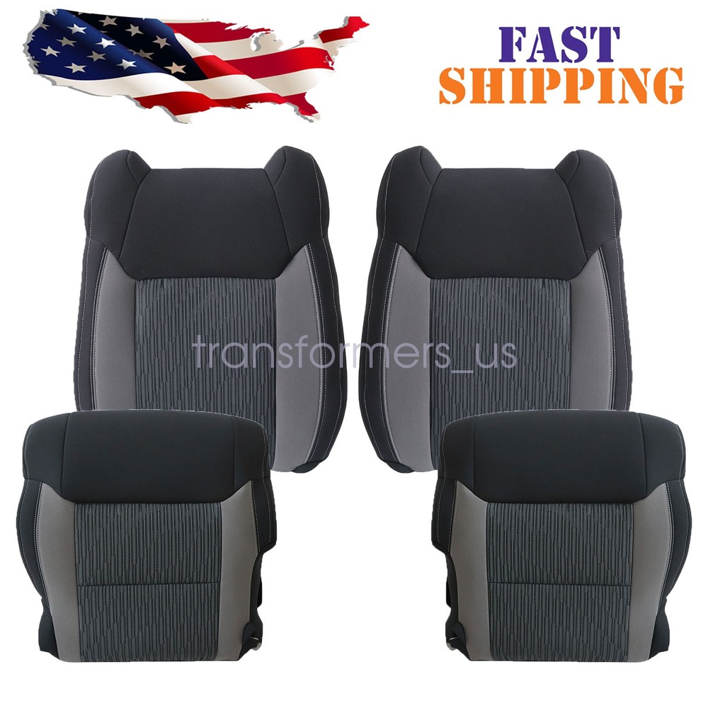 For 2014-2021 Toyota Tundra Driver & Passenger Bottom & Top Cloth Cover Black