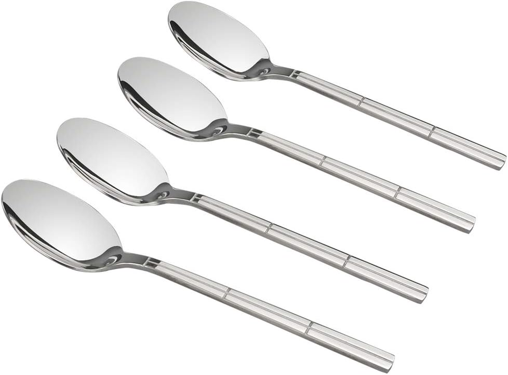 12-Piece Stainless Steel Dessert Spoon Flatware Set for Elegant Dining