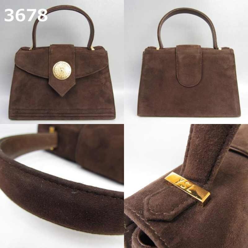 YSL Yves Saint Laurent Brown Suede Leather Flap Tote Bag with Logo