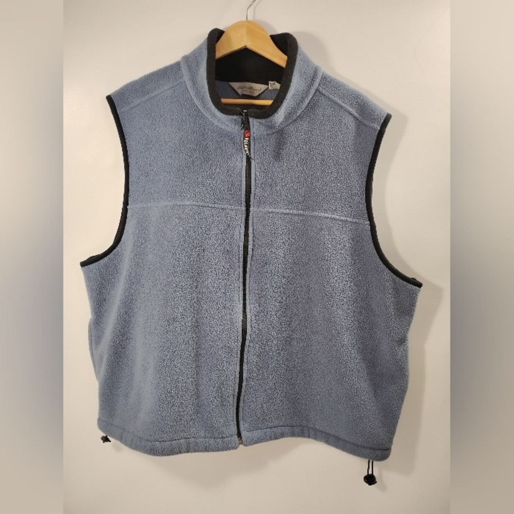 Eddie Bauer Mens XXL Blue Zip Up Fleece Vest Sleeveless