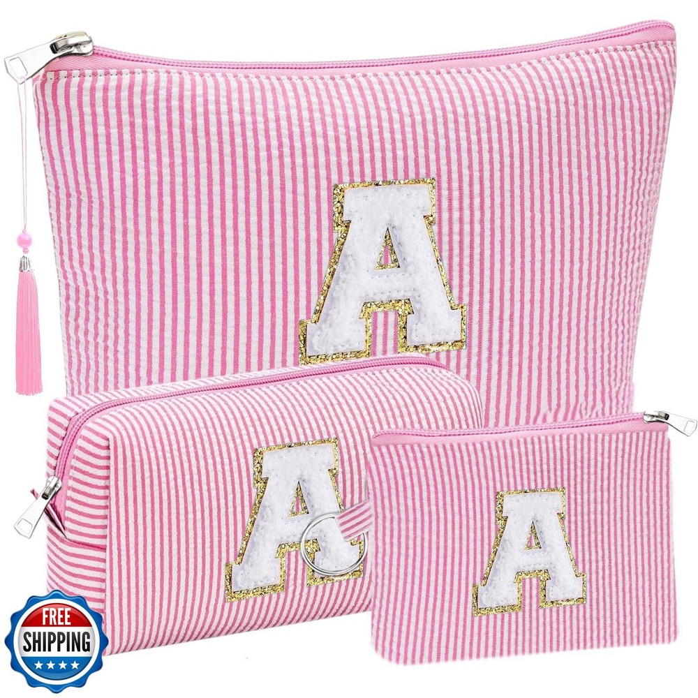 Initial Gifts Travel Cosmetic Makeup Pouch Bags Sets for Purse, 3pcs Stoney C