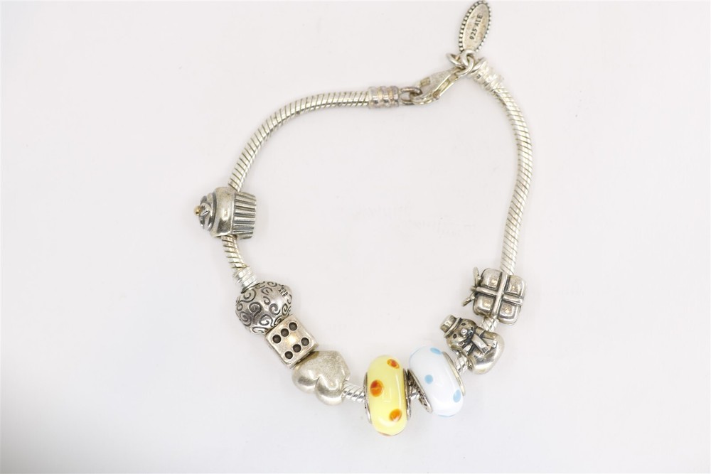 Vintage Sterling Silver Pandora Charm Bracelet 7.5