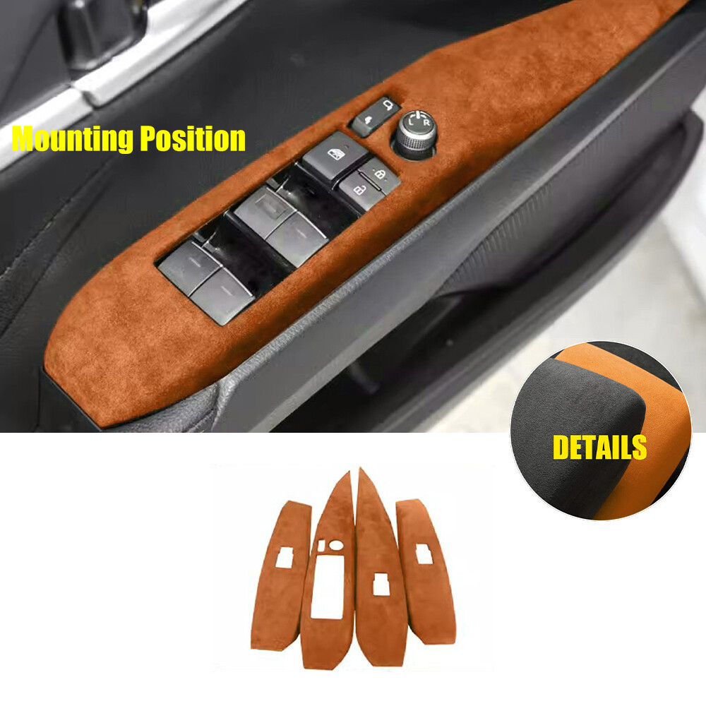 Car Door Window Switch Lift Cover Trim 4* For Toyota Camry 2018-23 Orange Suede