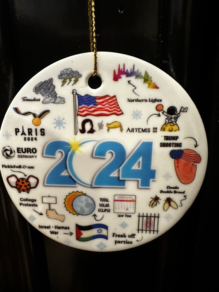 2024 Year Events Ceramic Christmas Ornament New Eleven 2-3/4”