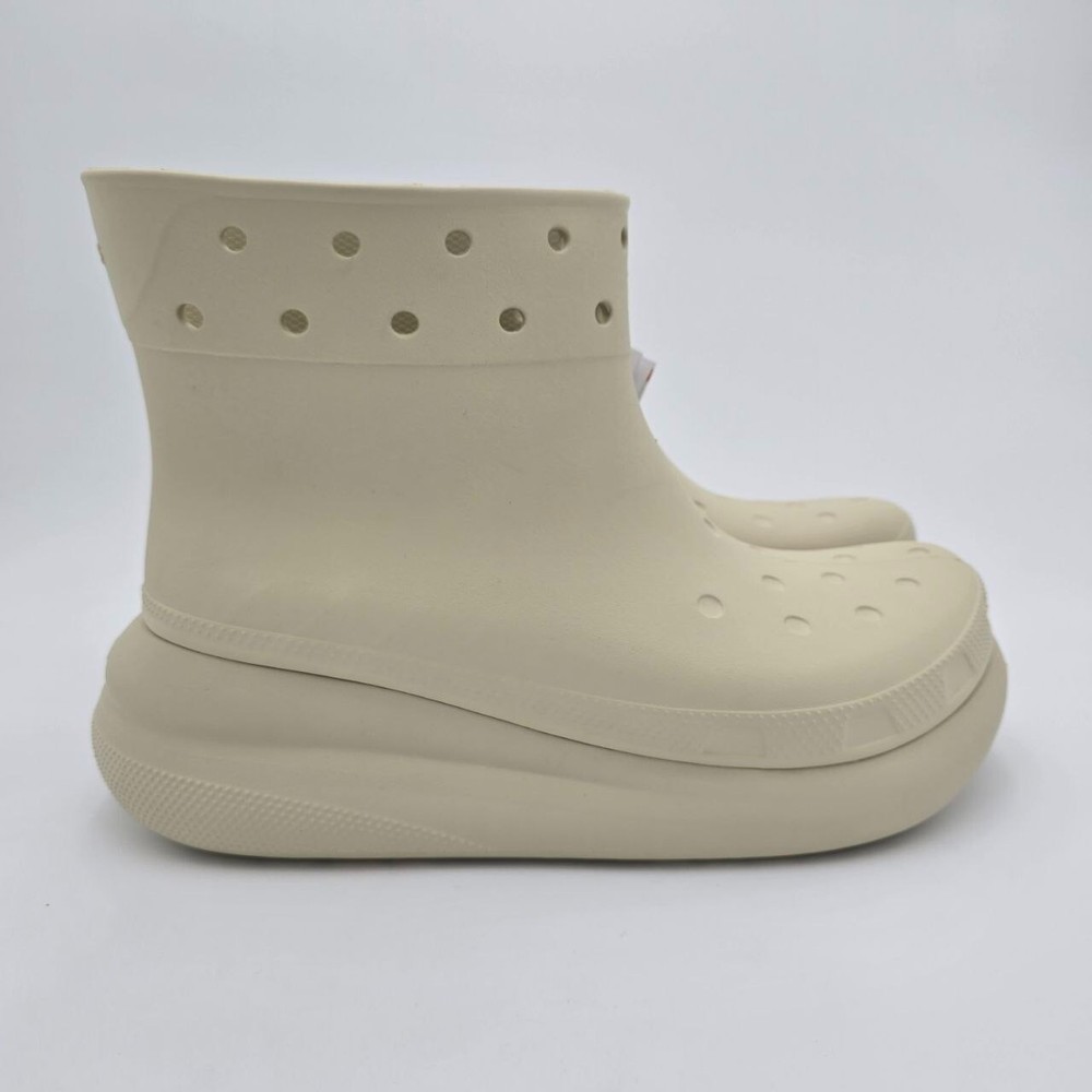 Crocs Classic Crush Rain Boots Men Size 13 Bone Waterproof Lightweight Ankle Boot