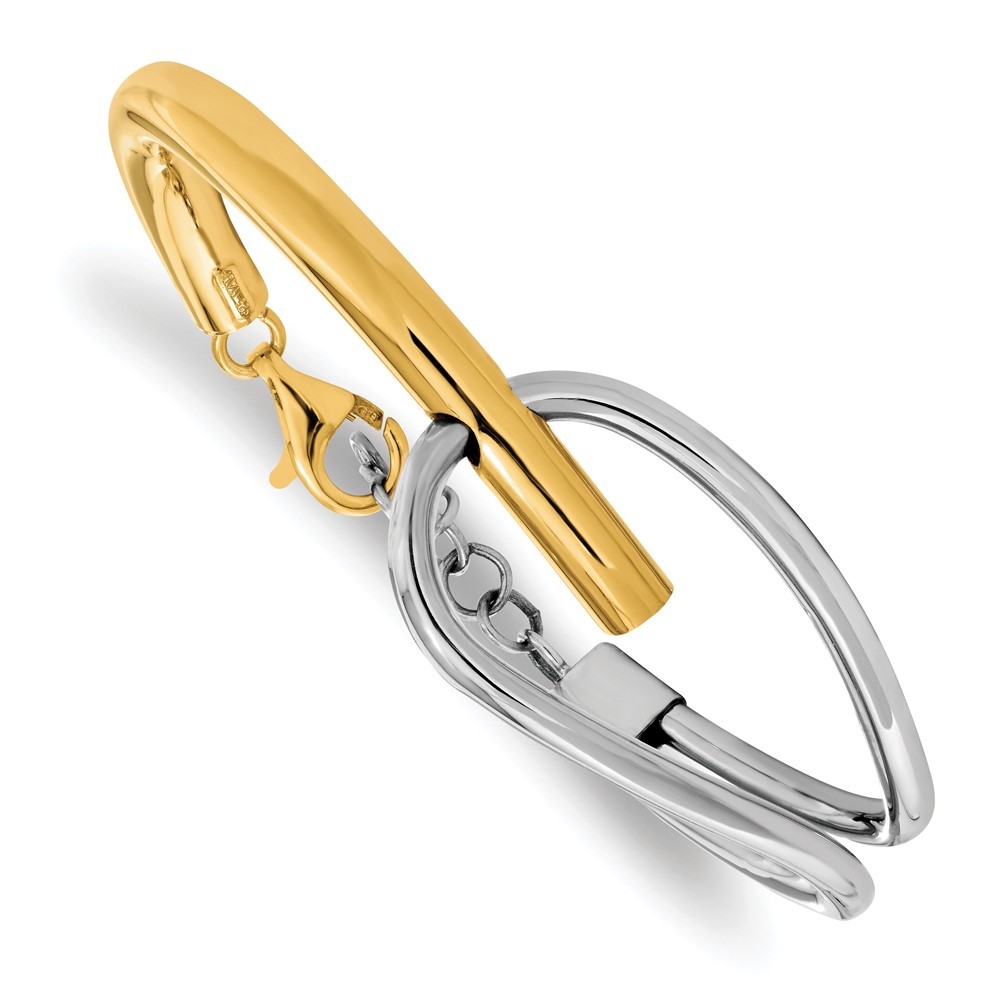 Sterling Silver & Gold-tone Polished Bangle Bracelet 7