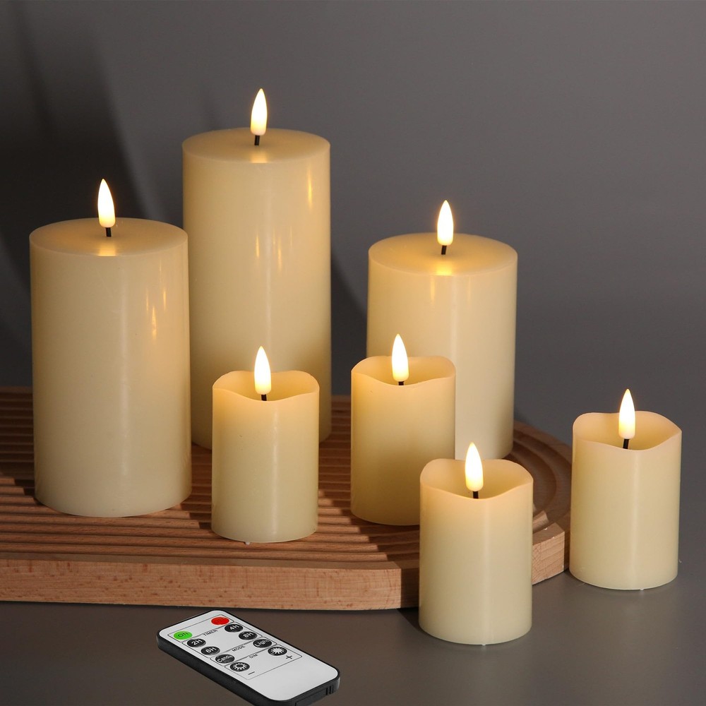 Flameless LED Votive Pillar Candles with Remote Batteries Included