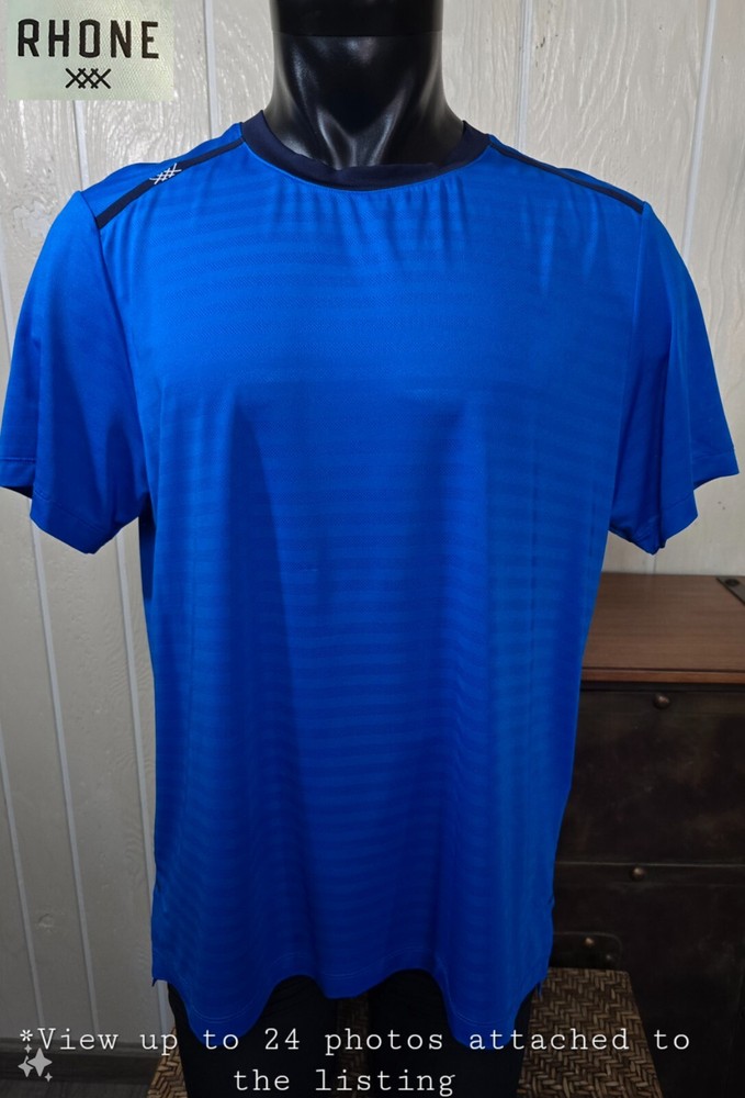 RHONE Swift Short Sleeve Royal Blue Performance Shirt Men's Sz XL
