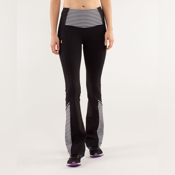 Lululemon Run Ice Queen Pant Black Stripes Size 4