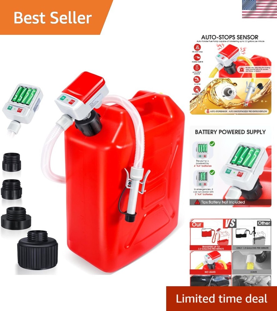 51in Fuel Transfer Pump with Auto-Stop Sensor 3.2GPM Portable Plastic Hose