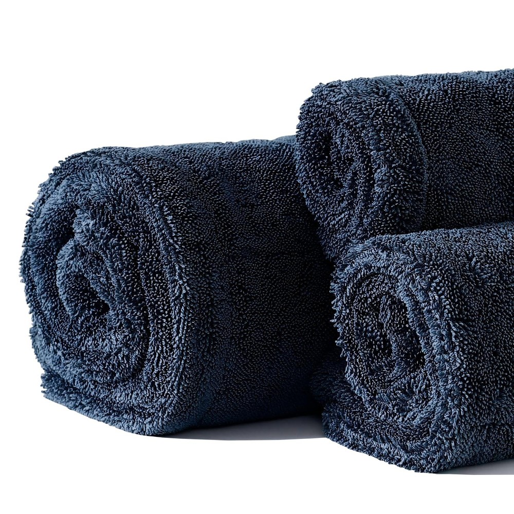 3 Pack High GSM Microfiber Car Drying Towels - Ultra Absorbent Double Twist Pile