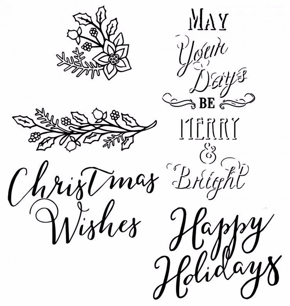 Sizzix Jen Long Seasonal Sentiments Clear Stamp Set 5pc MSRP 9 99-image