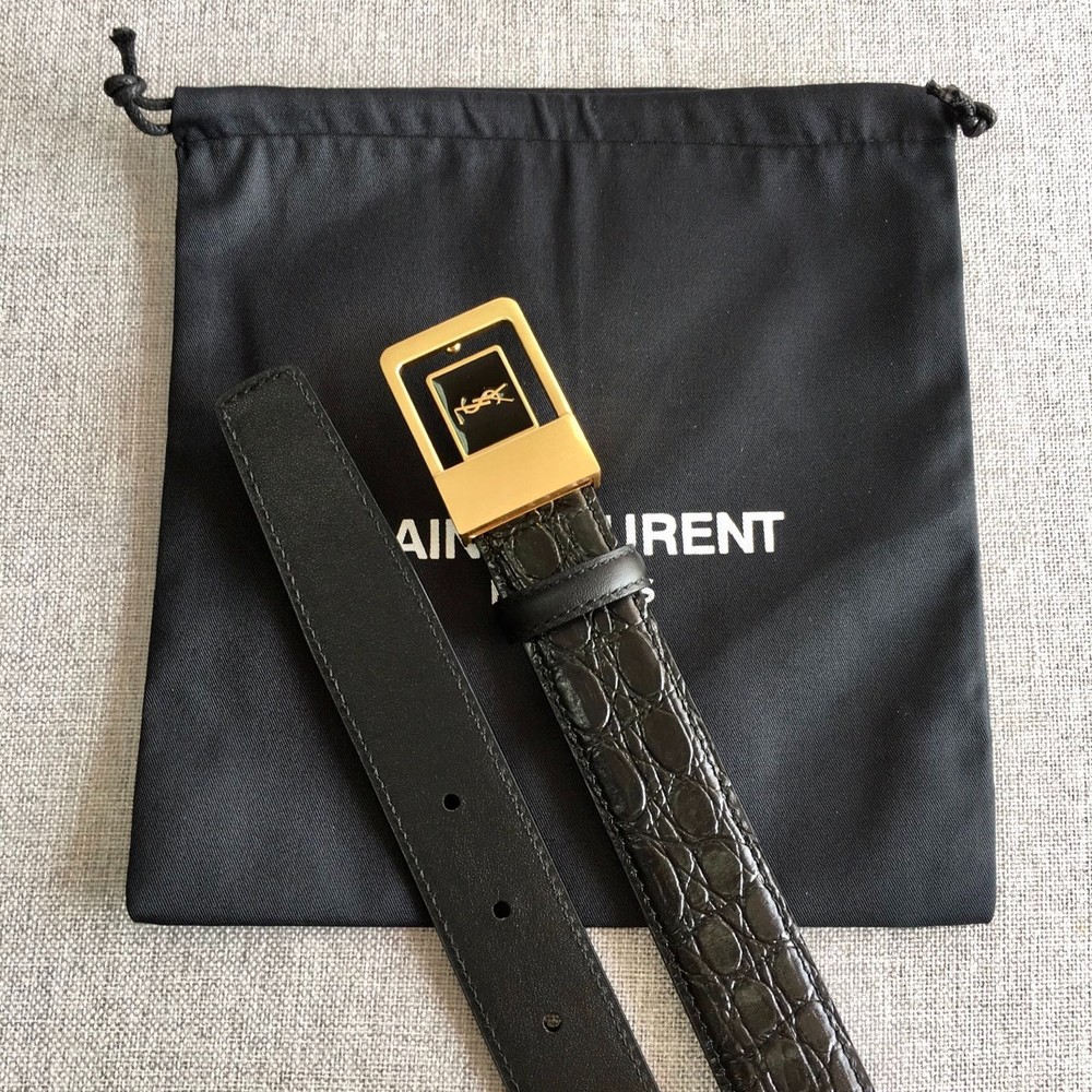 Black YsL Saint Laurent belt authentic women